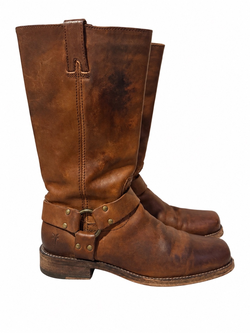 Frye Brown Leather Harness Boots Tall Pull On 7.5